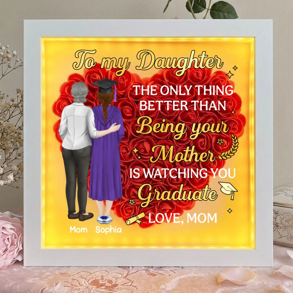 Watching You Graduate - Personalized Custom Flower Shadow Box With LED Light - Image 7