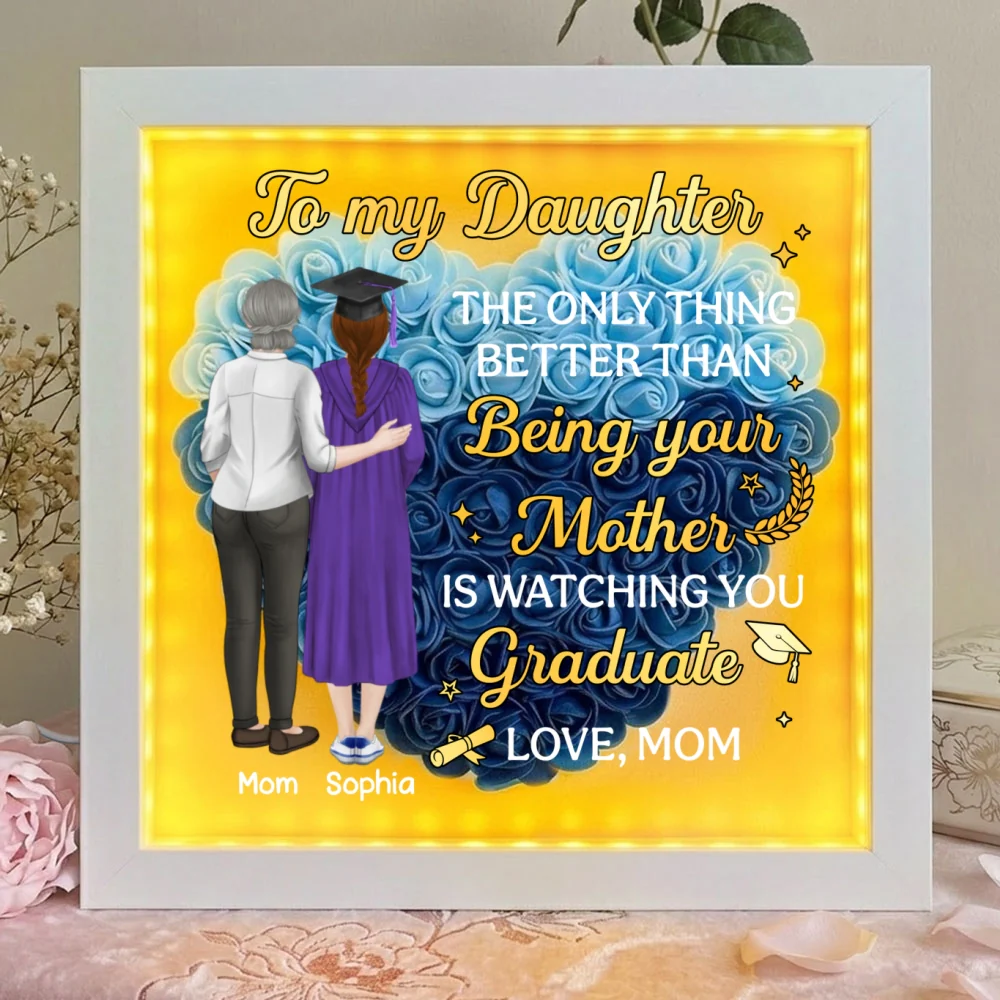 Watching You Graduate - Personalized Custom Flower Shadow Box With LED Light - Image 9