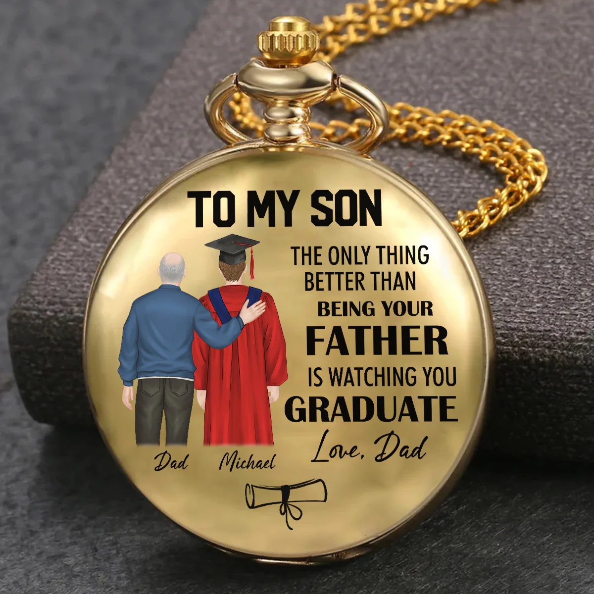 Watching You Graduate  - Personalized Custom Print Pocket Watch