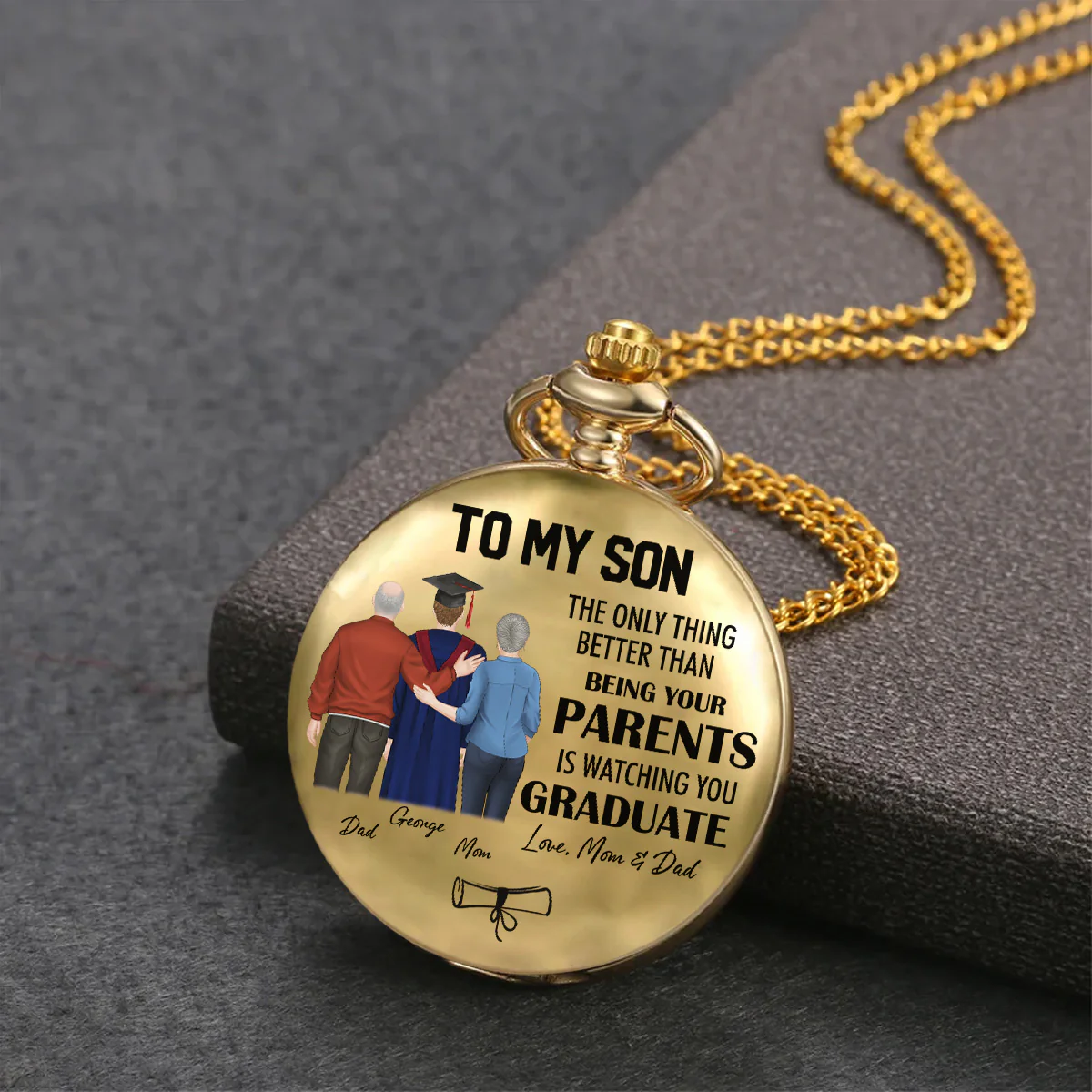 Watching You Graduate  - Personalized Custom Print Pocket Watch - Image 2