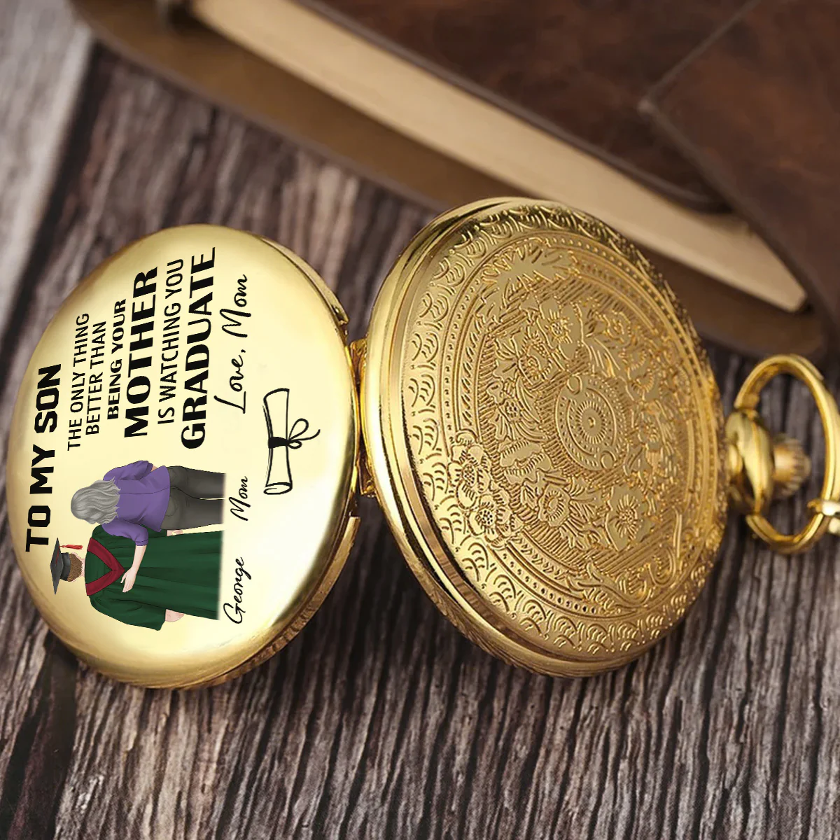 Watching You Graduate  - Personalized Custom Print Pocket Watch - Image 3