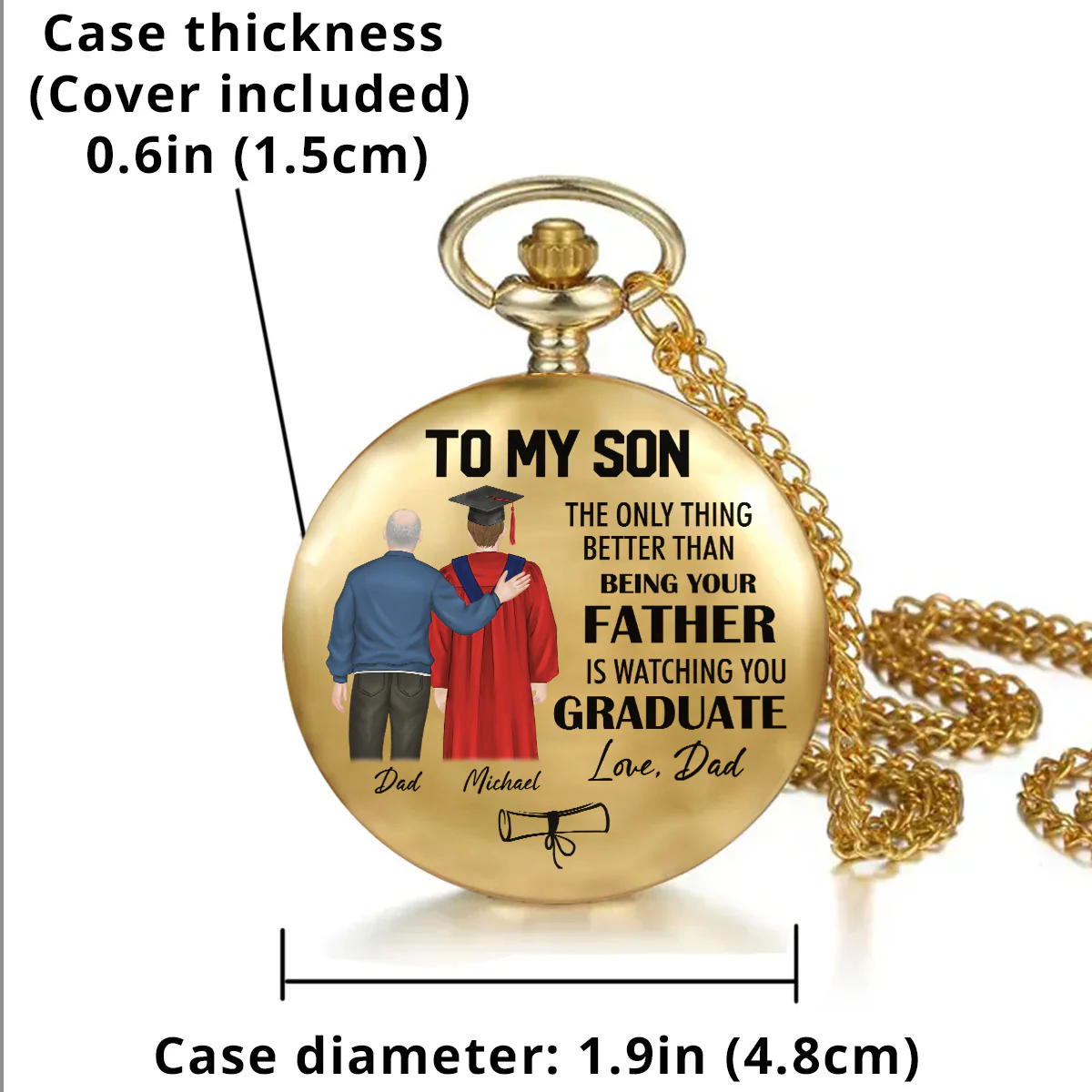 Watching You Graduate  - Personalized Custom Print Pocket Watch - Image 5