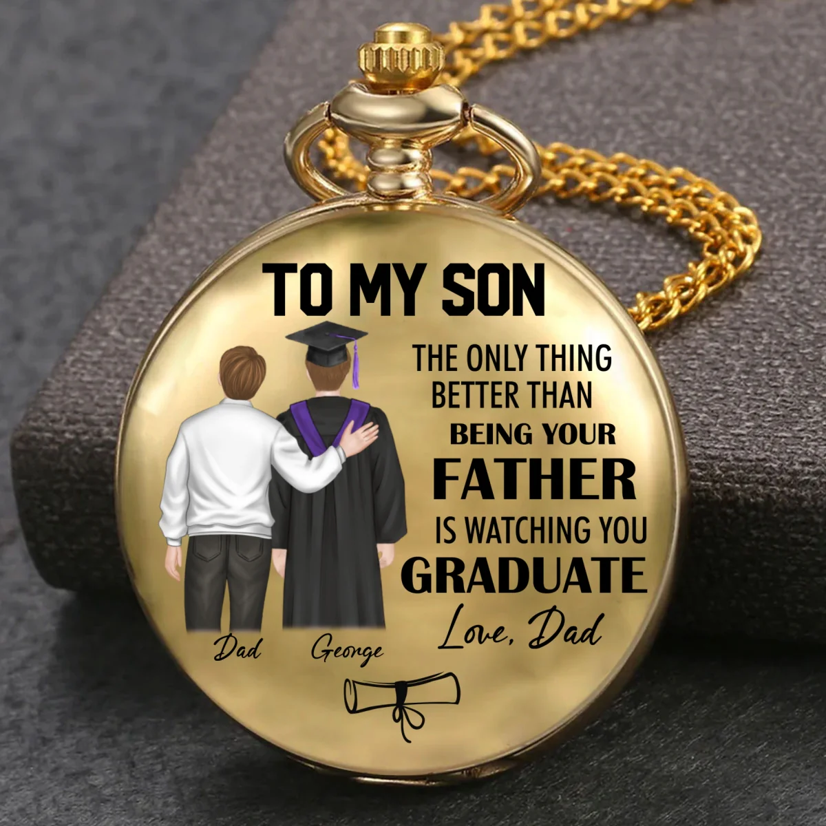 Watching You Graduate  - Personalized Custom Print Pocket Watch - Image 7
