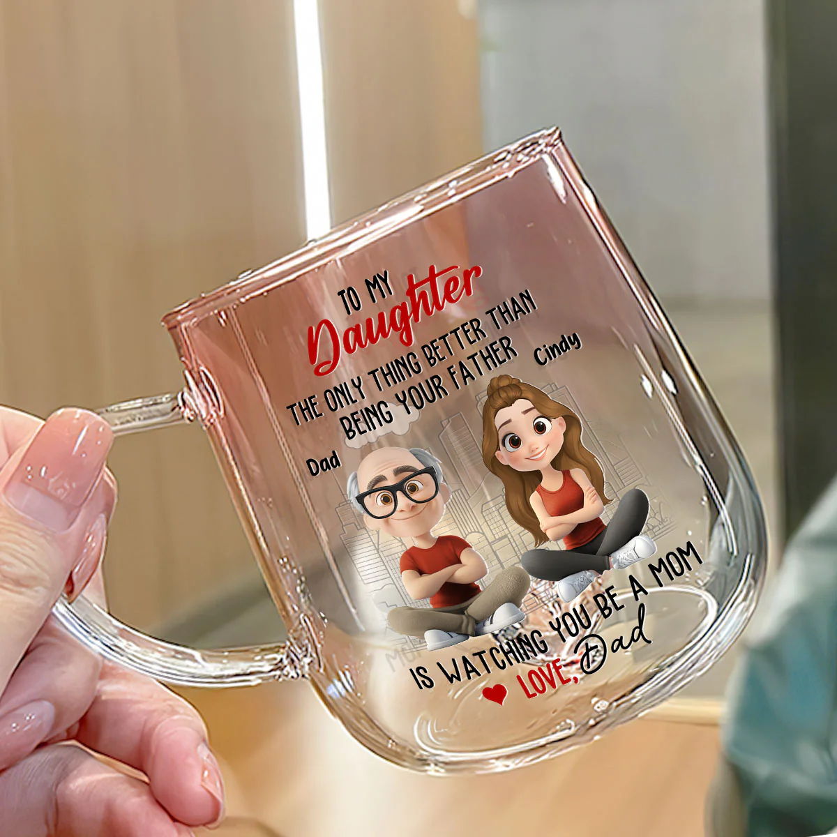 Watching You Grow Is Everything - Personalized Custom Pink Gradient Glass Mug - Image 2