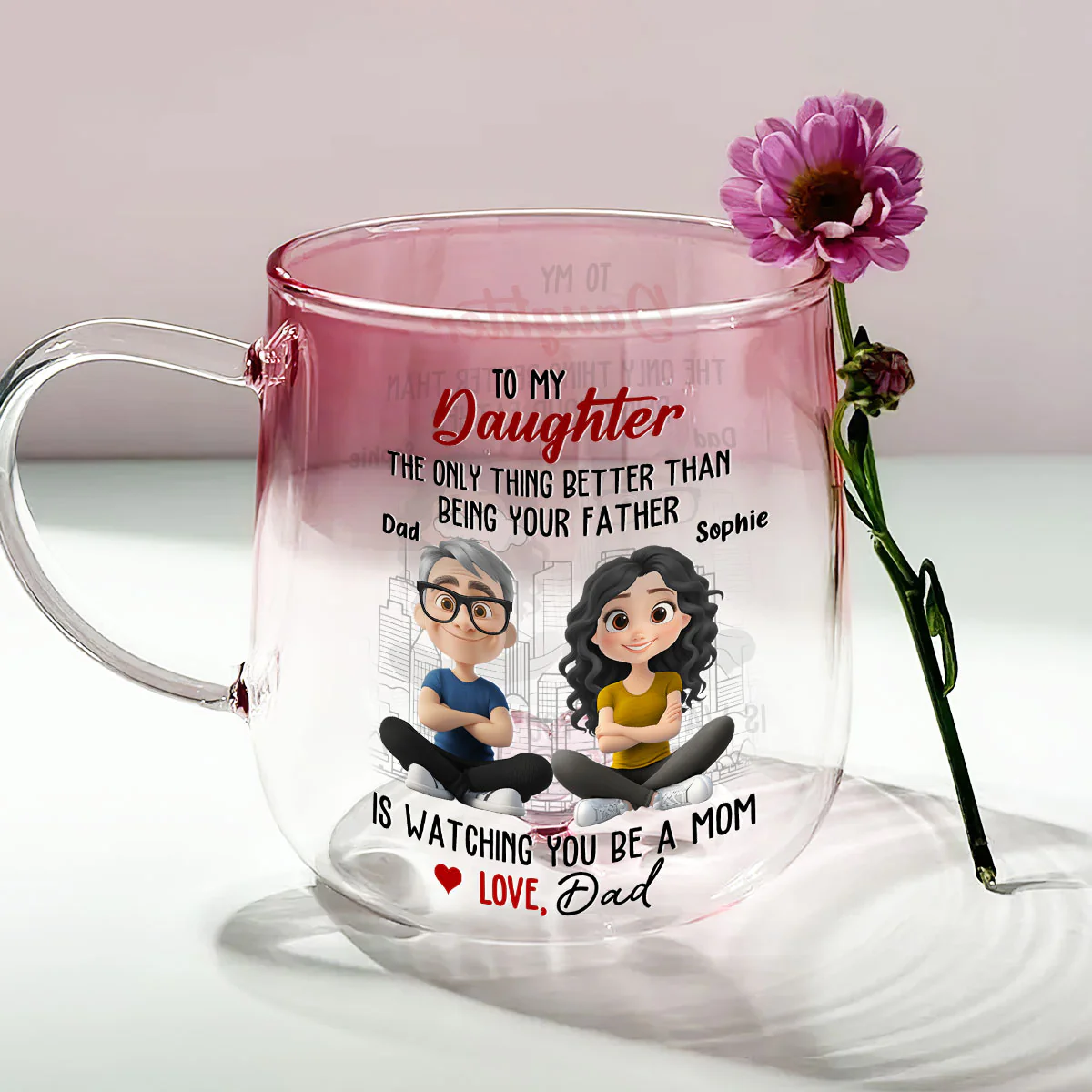 Watching You Grow Is Everything - Personalized Custom Pink Gradient Glass Mug - Image 3