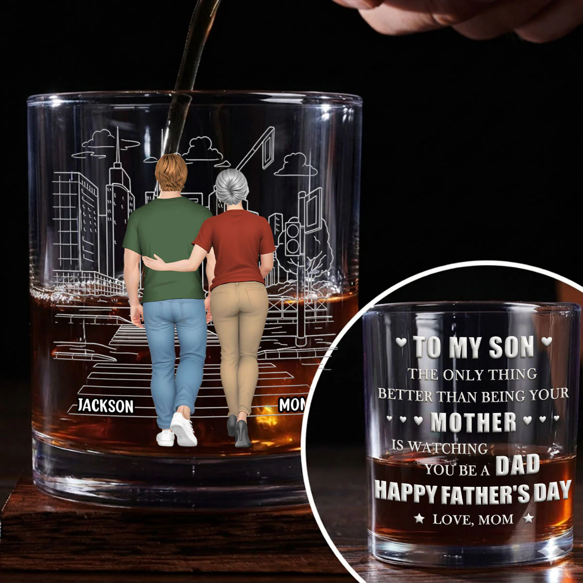 Watching You Grow - Personalized Custom Whiskey Glass - Image 3