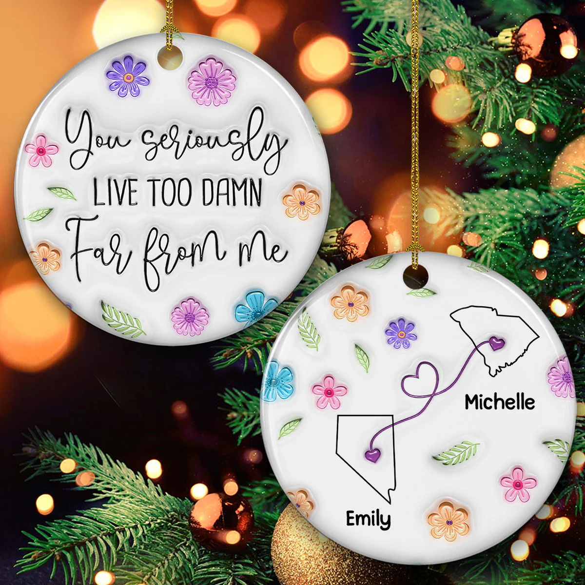 Way Too Many Miles Away - Personalized Custom 3D Inflated Effect Ceramic Ornament - Image 2
