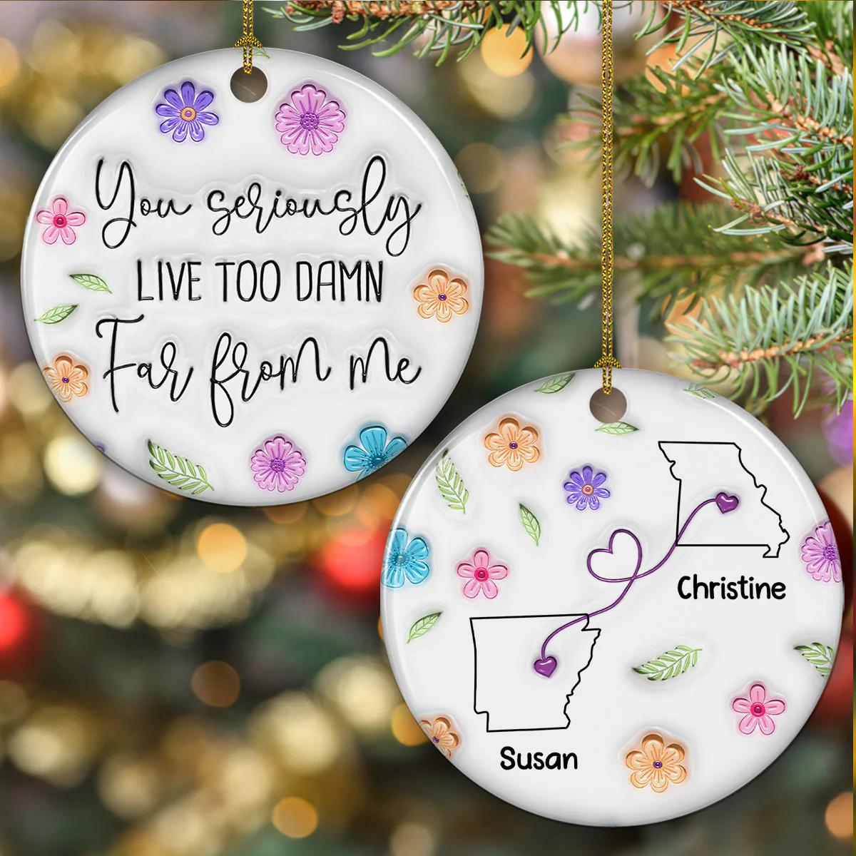 Way Too Many Miles Away - Personalized Custom 3D Inflated Effect Ceramic Ornament - Image 3