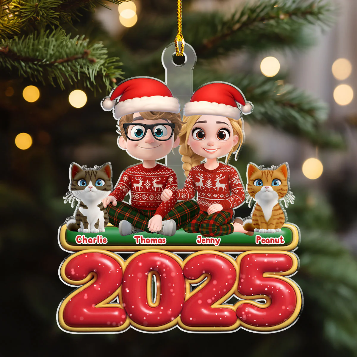 We And Our Cat - Personalized Custom Acrylic Ornament - Image 4