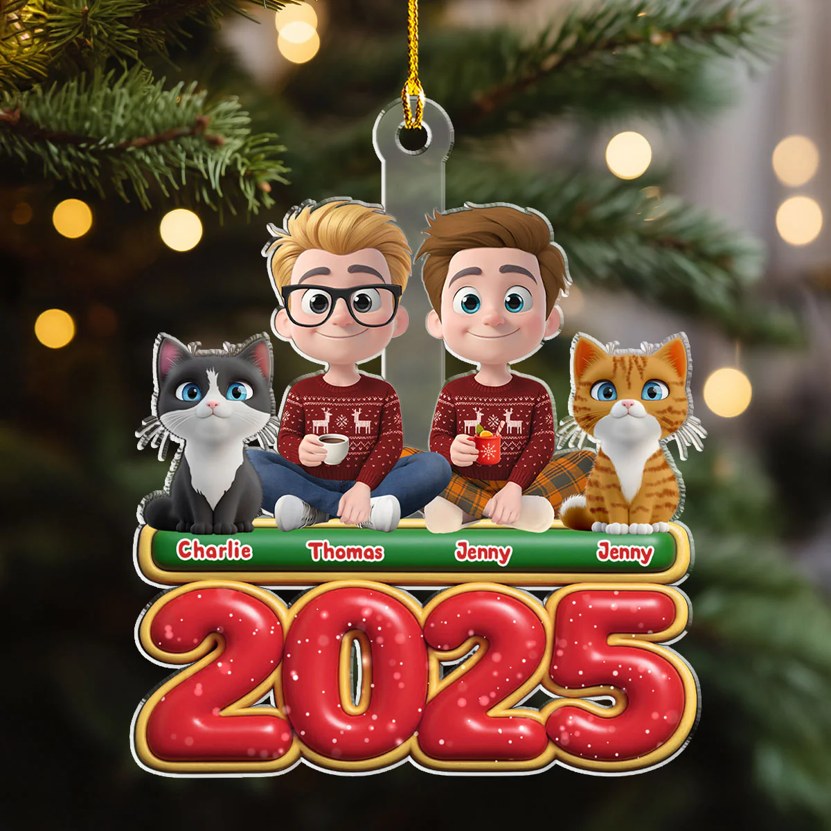 We And Our Cat Version 2 - Personalized Custom Acrylic Ornament