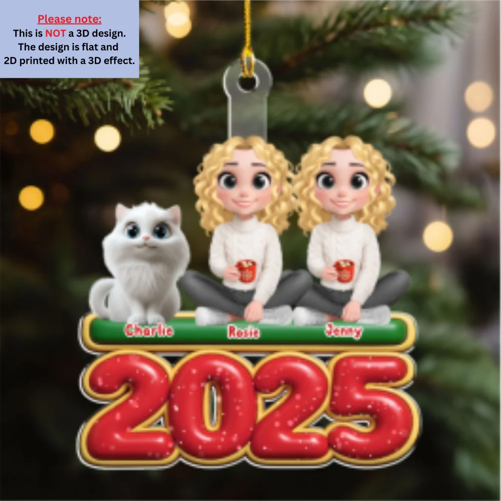 We And Our Cat Version 2 - Personalized Custom Acrylic Ornament - Image 7