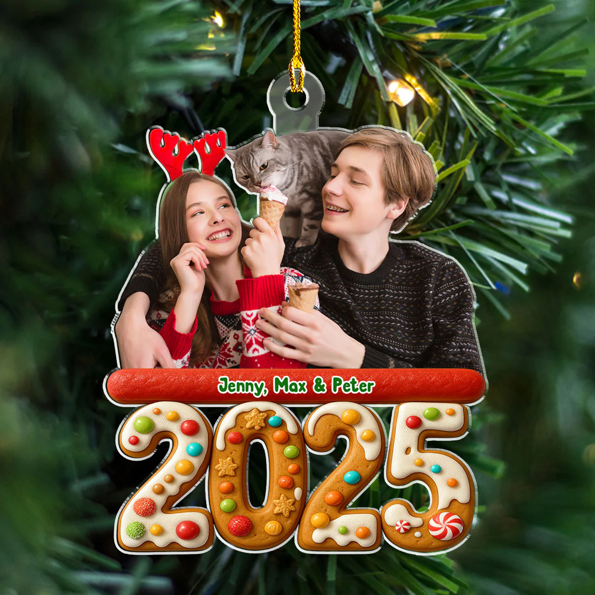 We And Our Cat Version 3 Photo - Personalized Custom Acrylic Ornament - Image 2