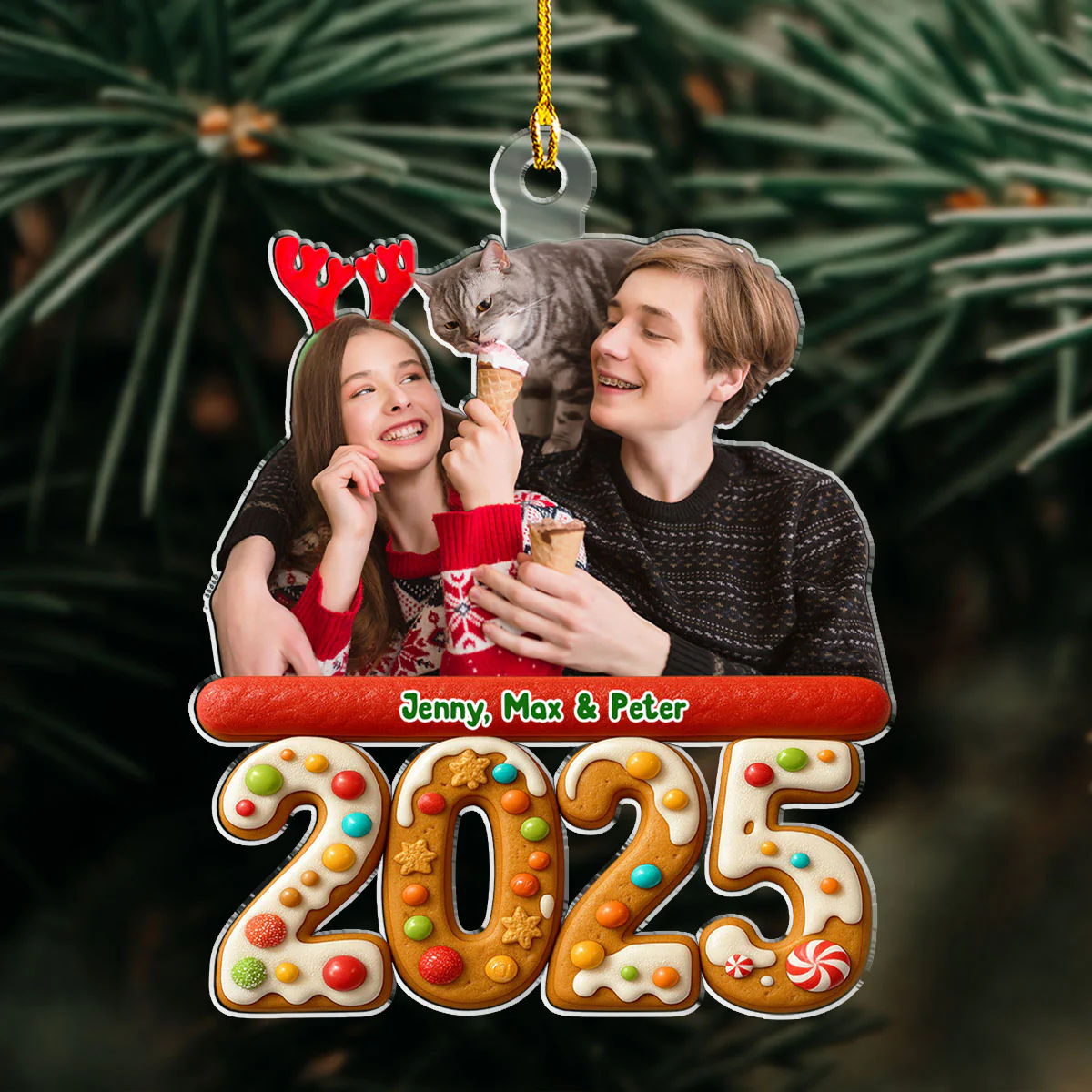 We And Our Cat Version 3 Photo - Personalized Custom Acrylic Ornament - Image 3
