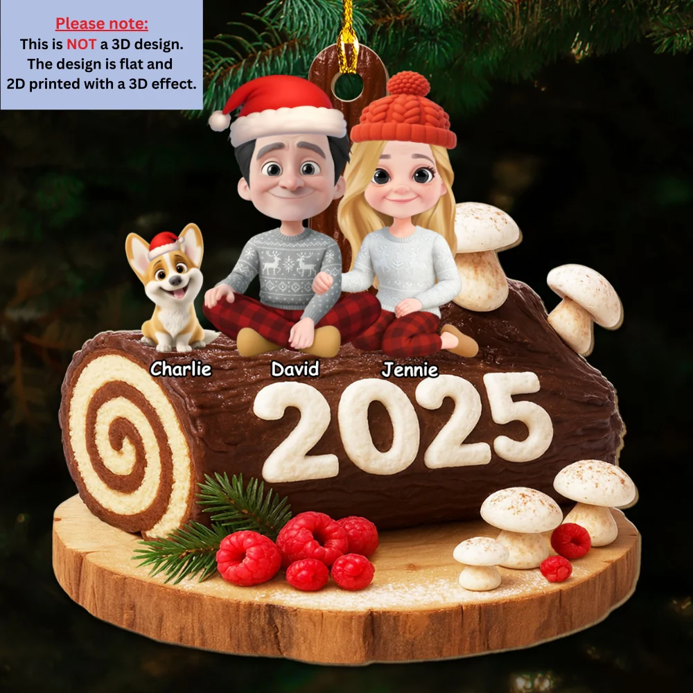 We And Our Dog Chocolate Cake - Personalized Custom Wood Ornament - Image 5