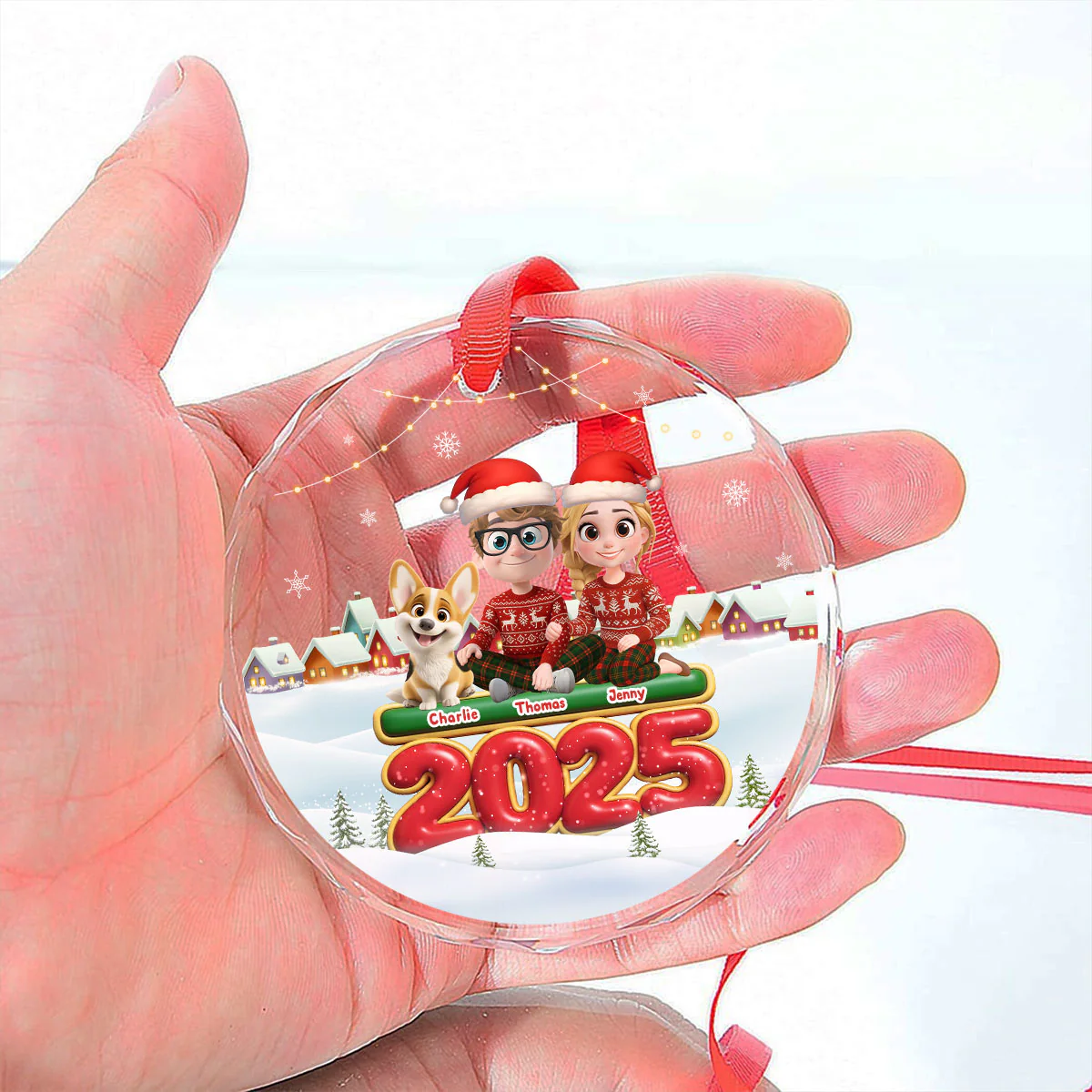 We And Our Dog - Personalized Custom Glass Ornament - Image 5
