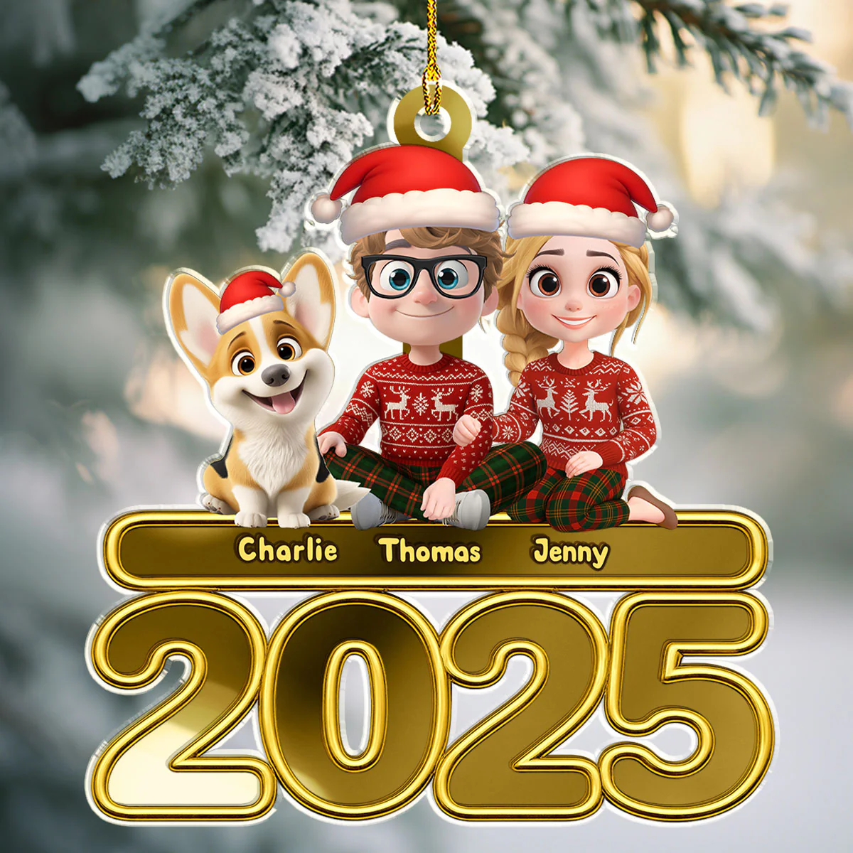 We And Our Dog - Personalized Custom Mirrored Acrylic Ornament - Image 3
