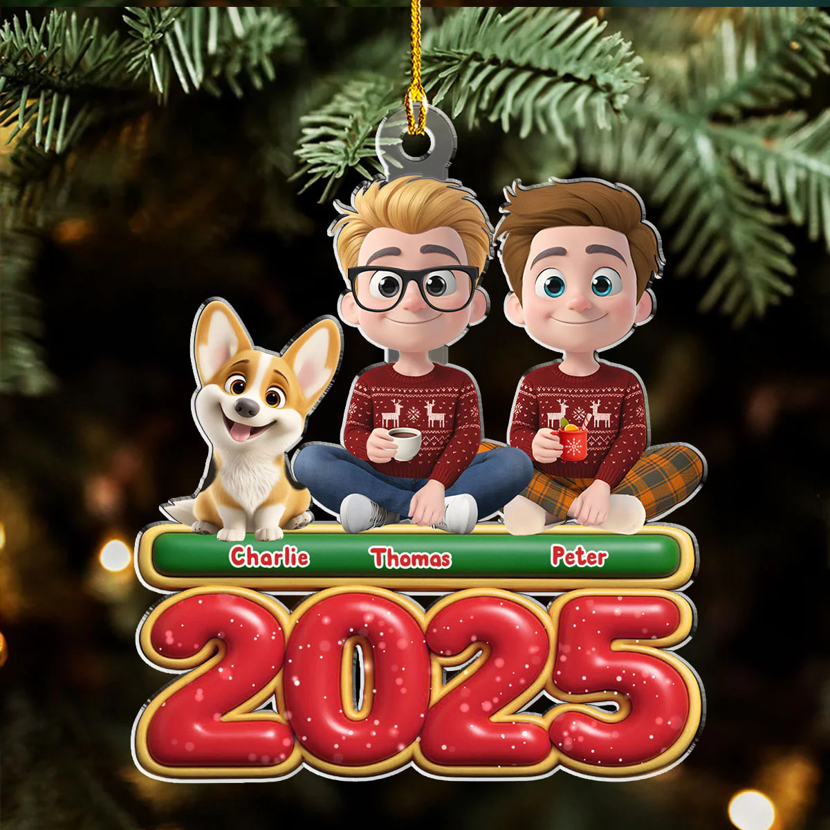 We And Our Dog Version 2 - Personalized Custom Acrylic Ornament - Image 3