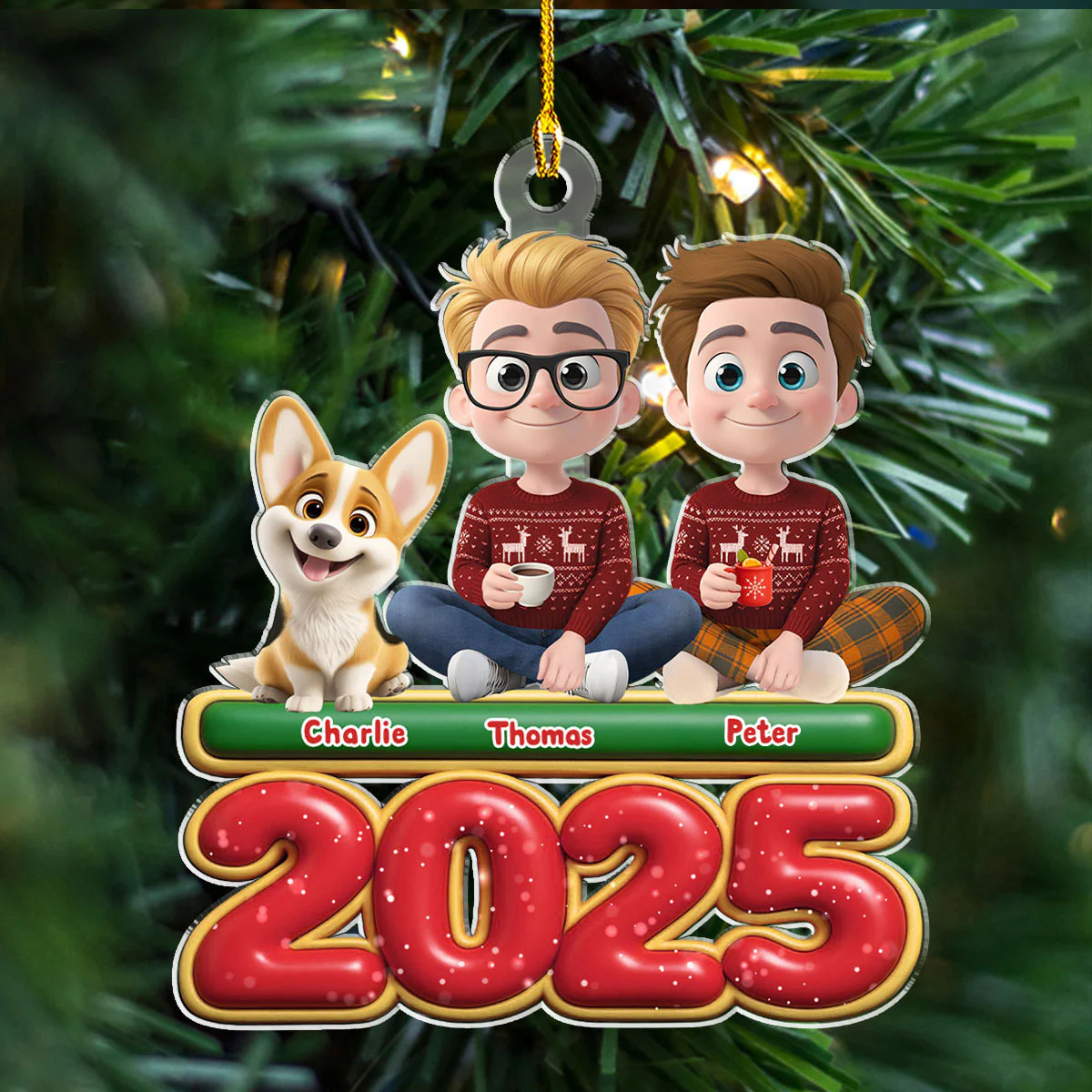 We And Our Dog Version 2 - Personalized Custom Acrylic Ornament - Image 4