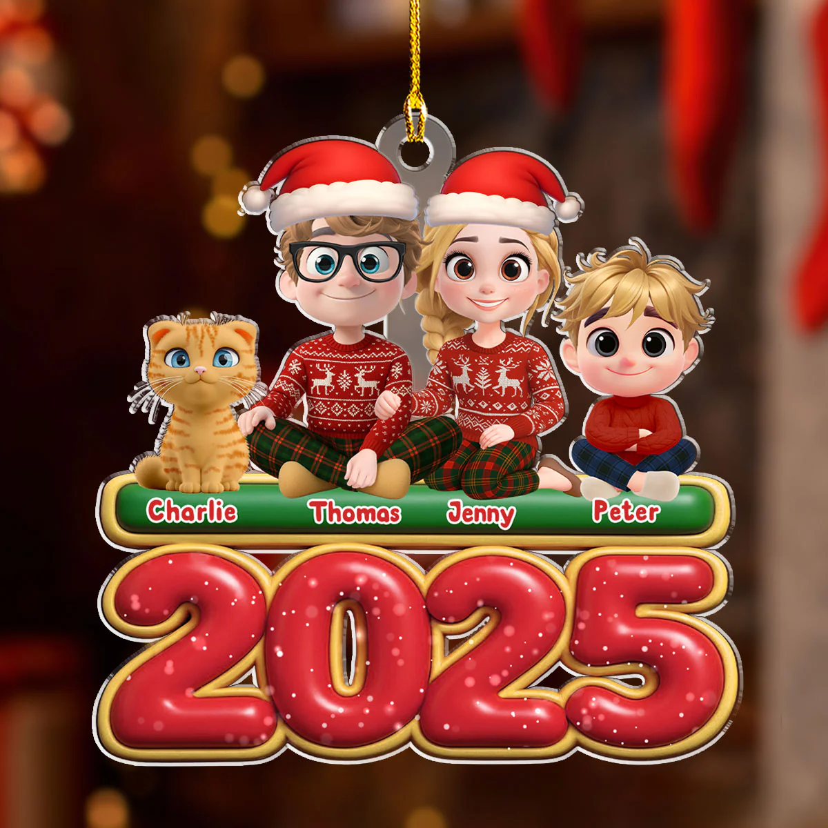 We And Our Kids Cat Version - Personalized Custom Acrylic Ornament - Image 3