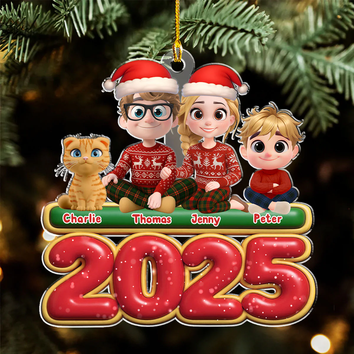 We And Our Kids Cat Version - Personalized Custom Acrylic Ornament - Image 4