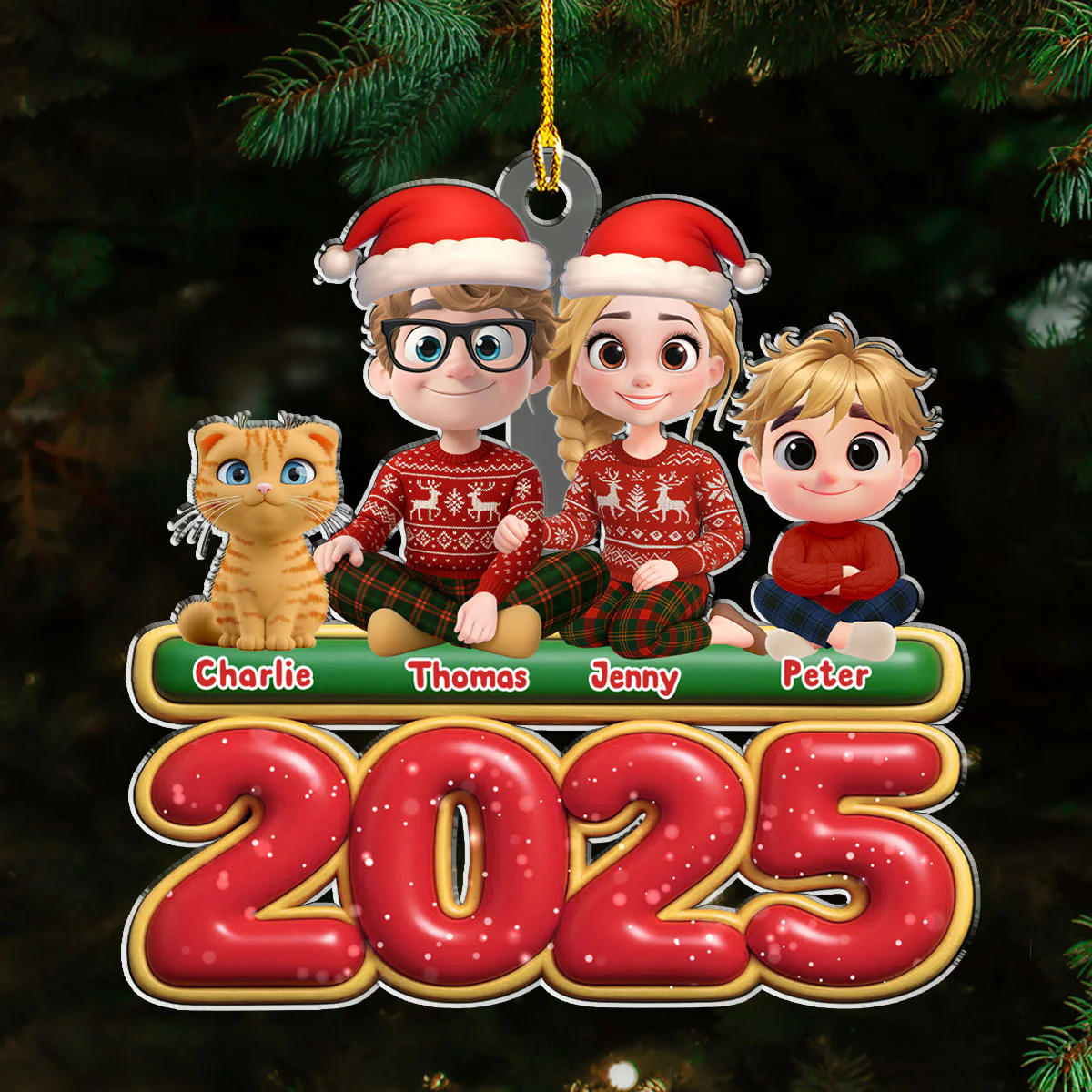 We And Our Kids Cat Version - Personalized Custom Acrylic Ornament - Image 5