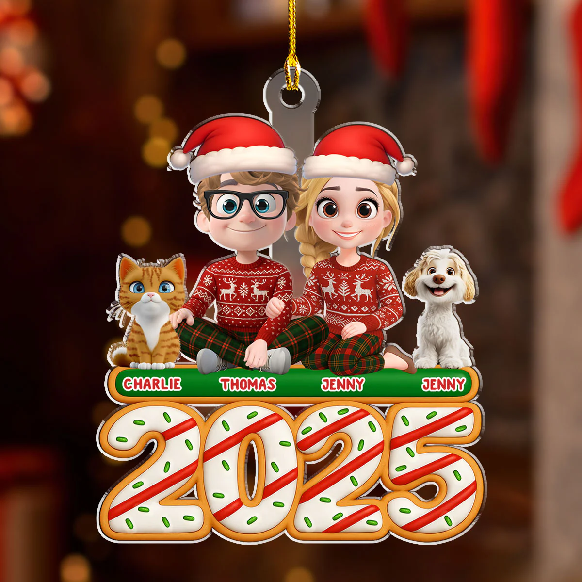 We And Our Pet Tree Cake - Personalized Custom Acrylic Ornament - Image 3