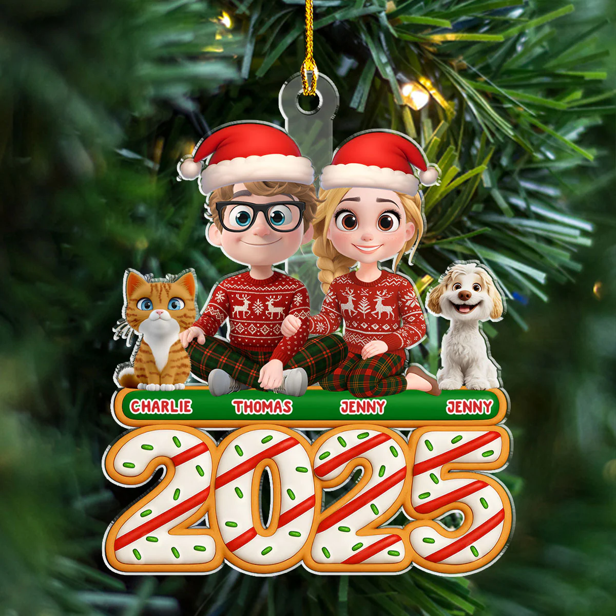We And Our Pet Tree Cake - Personalized Custom Acrylic Ornament - Image 4