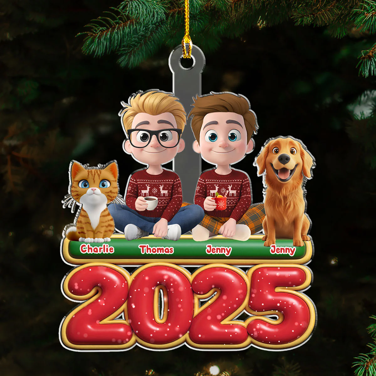 We And Our Pet Version 2 - Personalized Custom Acrylic Ornament - Image 3