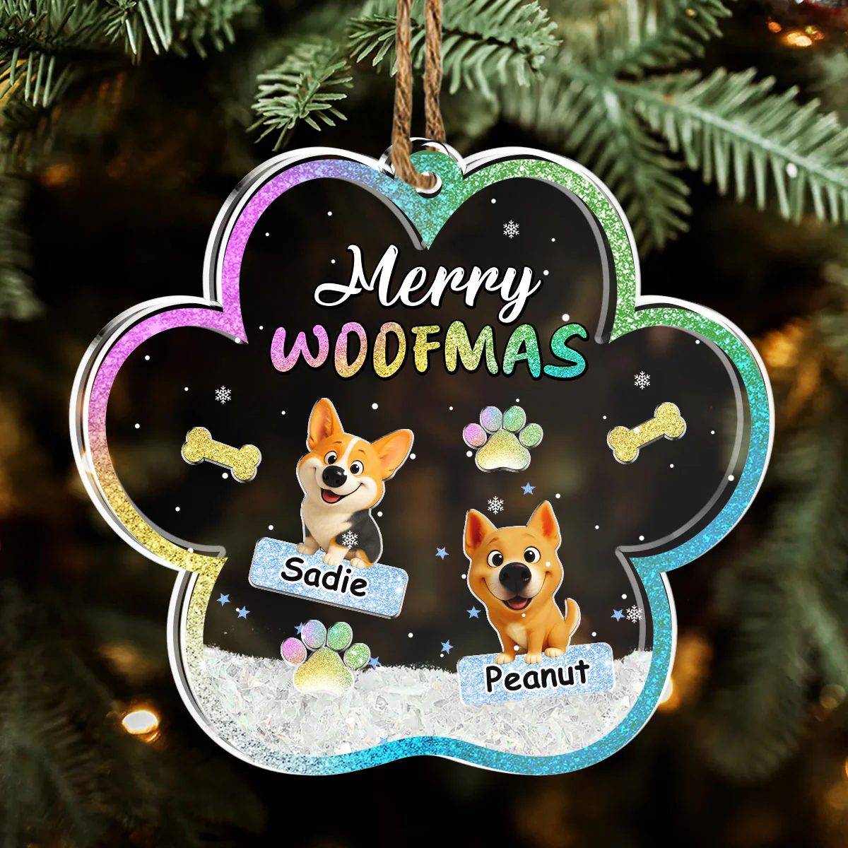 We And Snow - Personalized Custom Acrylic Shaker Ornament - Image 2