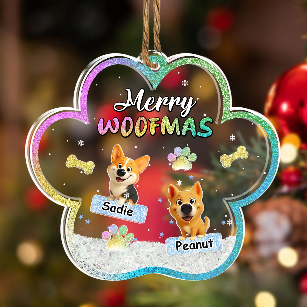 We And Snow - Personalized Custom Acrylic Shaker Ornament - Image 3