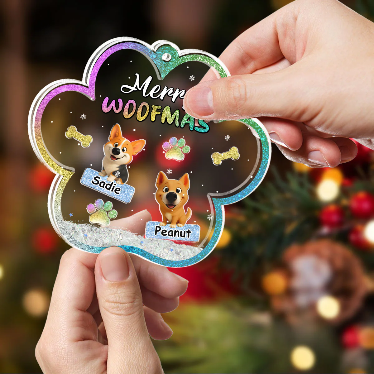 We And Snow - Personalized Custom Acrylic Shaker Ornament - Image 4