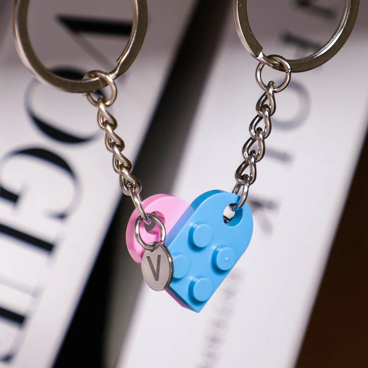 We Are A Perfect Match - Personalized Custom Heart Brick Keychain - Image 6