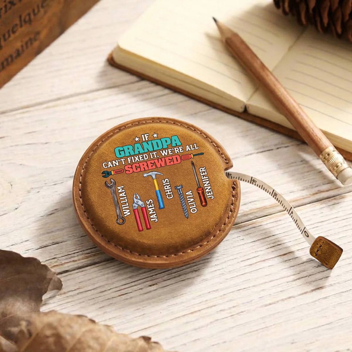 We Are All Screwed - Personalized Custom Leather Tape Measure