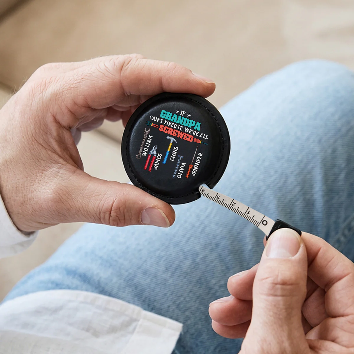 We Are All Screwed - Personalized Custom Leather Tape Measure - Image 2
