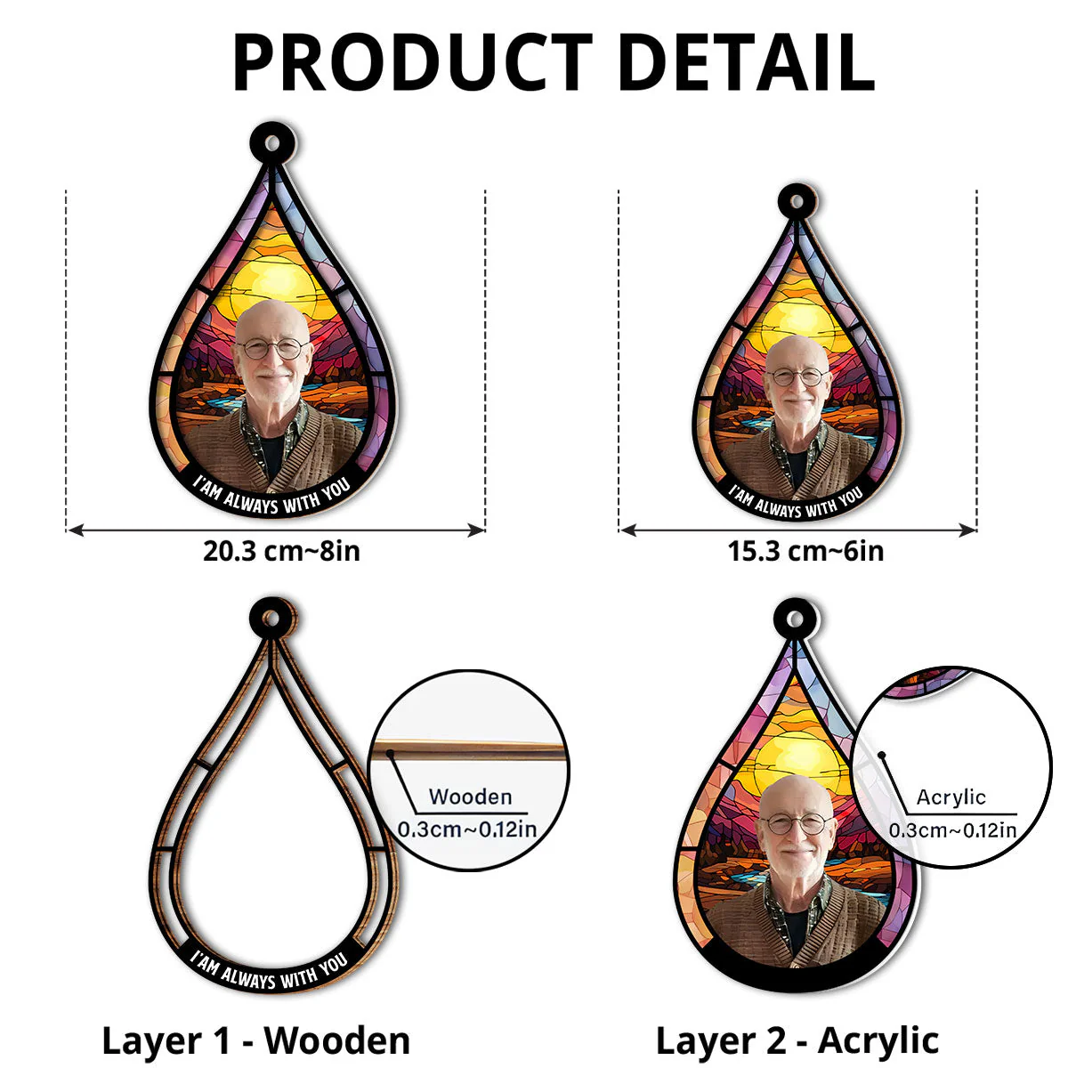 We Are Always With You - Personalized Custom Suncatcher - Image 4