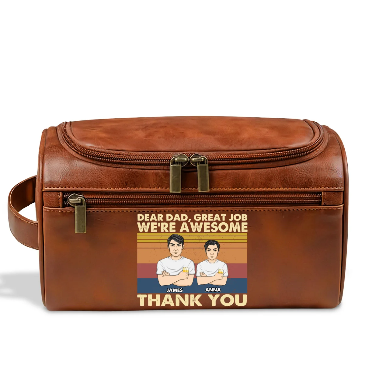 We Are Awesome - Personalized Custom Leather Toiletry Bag - Image 6