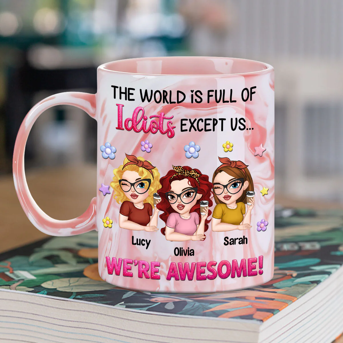 We Are Awesome - Personalized Custom Pink Marble Mug - Image 2