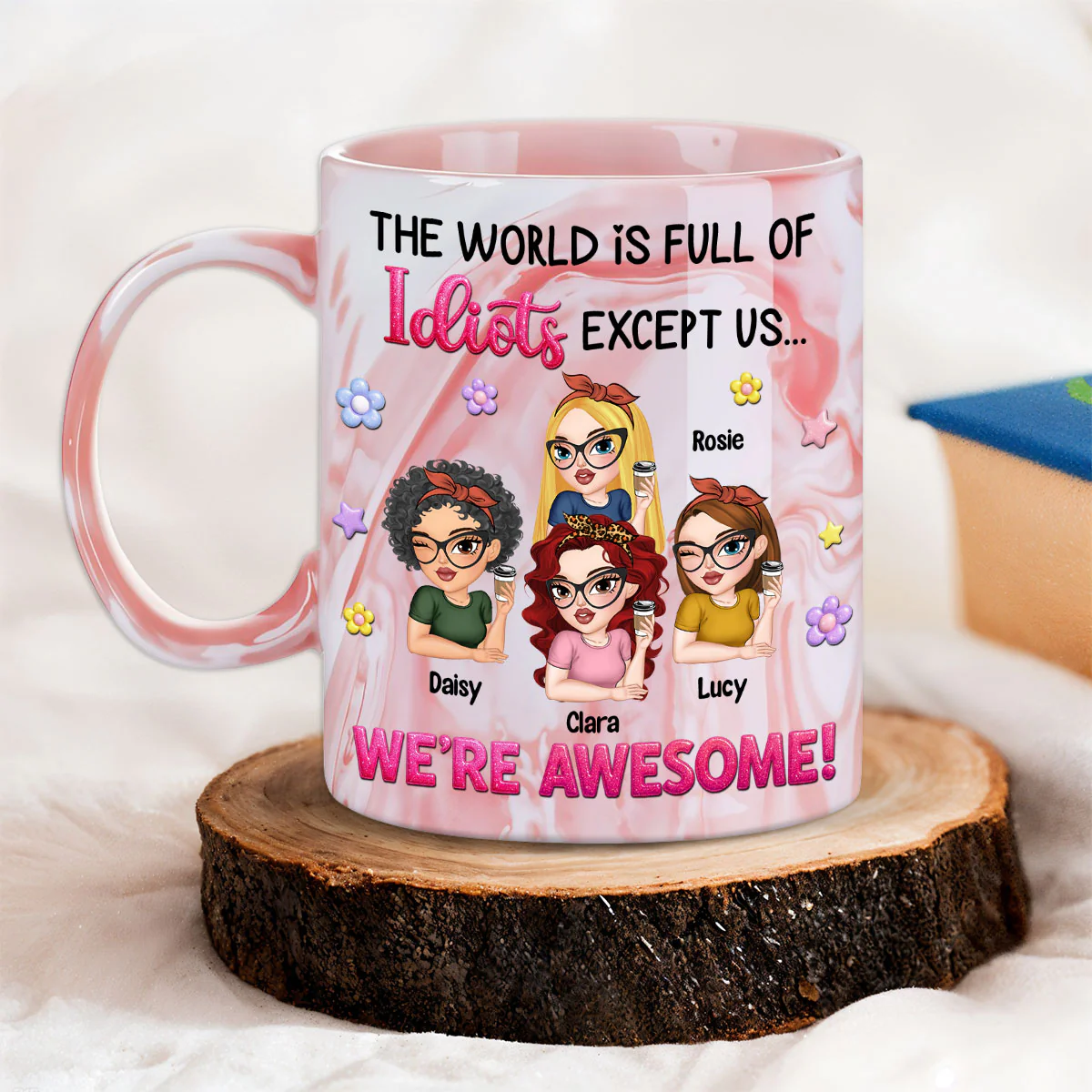 We Are Awesome - Personalized Custom Pink Marble Mug - Image 3