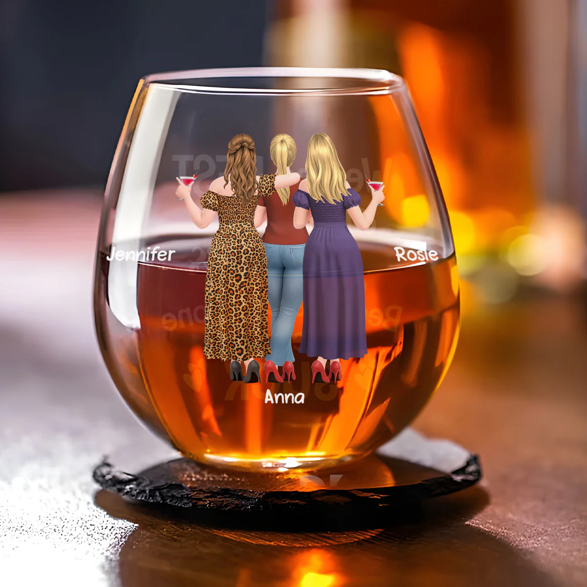 We Are Best Friends And No One Else - Personalized Custom Wine Glass - Image 2
