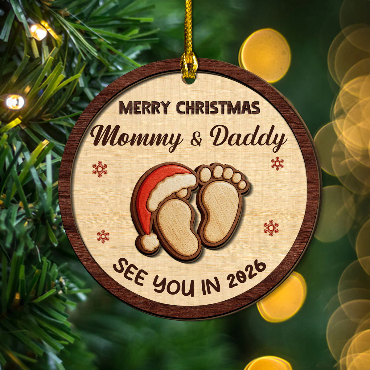 We Are Expecting You - Personalized Custom 2-Layered Wood Ornament - Image 3