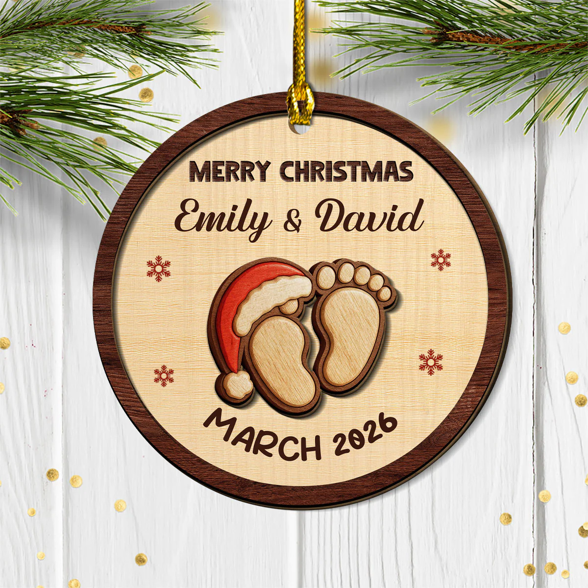 We Are Expecting You - Personalized Custom 2-Layered Wood Ornament - Image 4