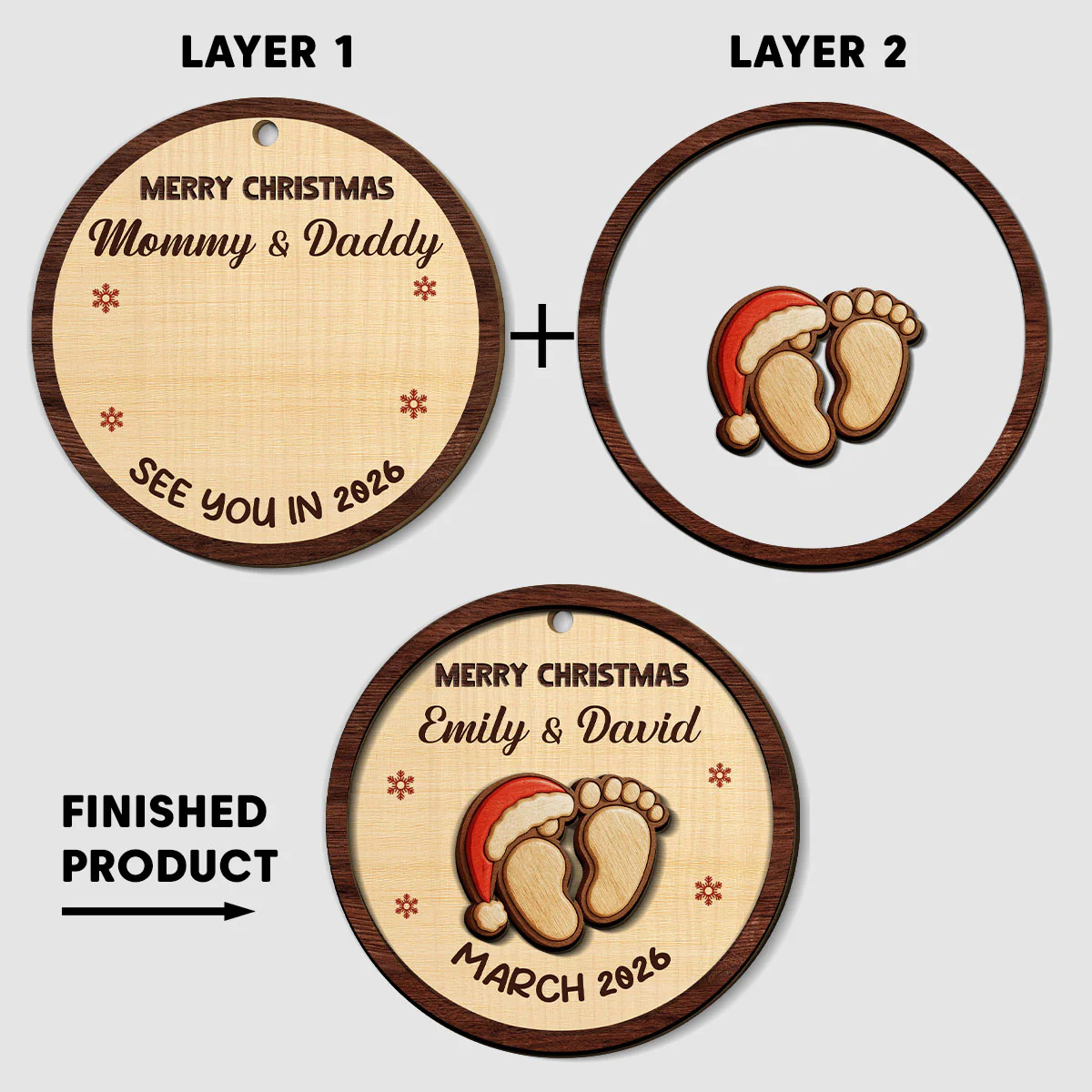 We Are Expecting You - Personalized Custom 2-Layered Wood Ornament - Image 5