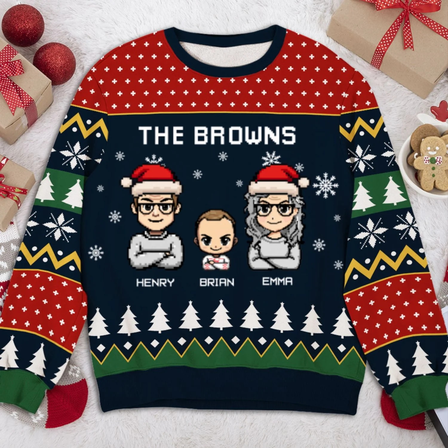 We Are Family Happy Holiday - Personalized Custom All-Over-Print Sweatshirt - Image 7