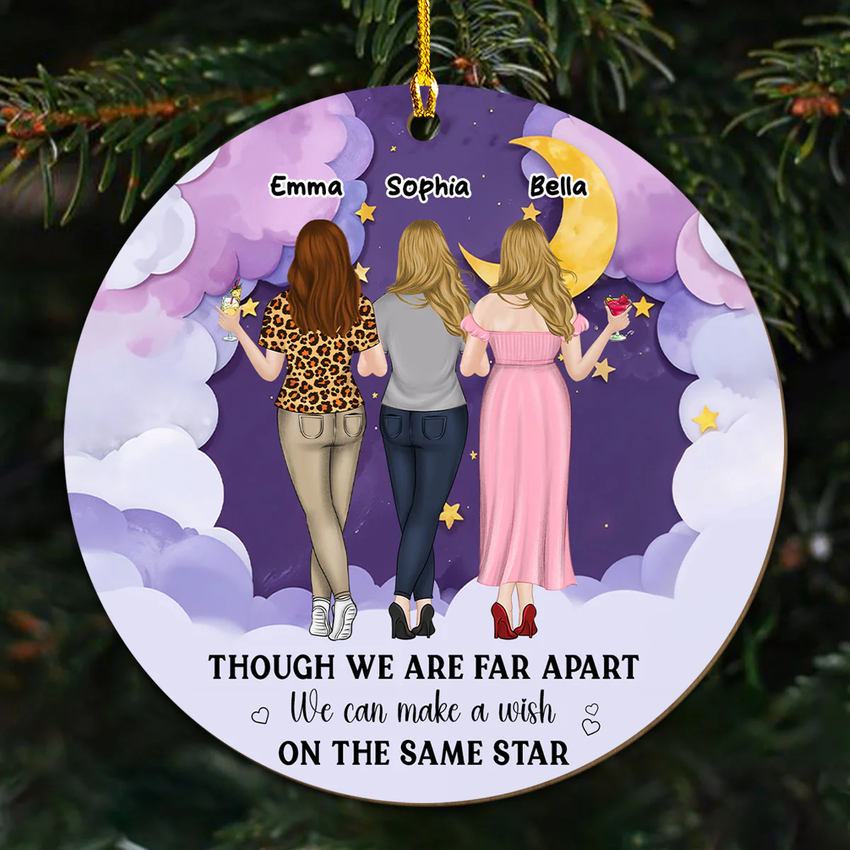 We Are Far Apart - Personalized Custom Wood Ornament - Image 3