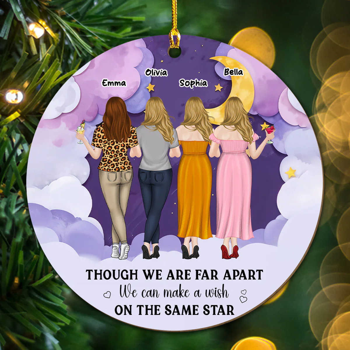 We Are Far Apart - Personalized Custom Wood Ornament - Image 4