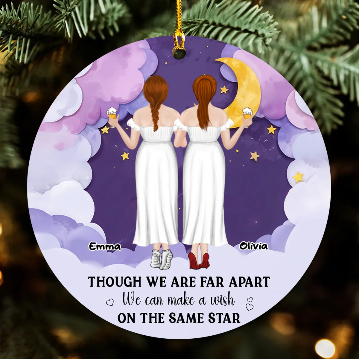 We Are Far Apart - Personalized Custom Wood Ornament - Image 5