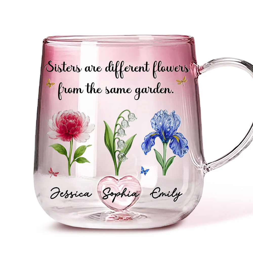 We Are Flowers - Personalized Custom Pink Gradient Glass Mug