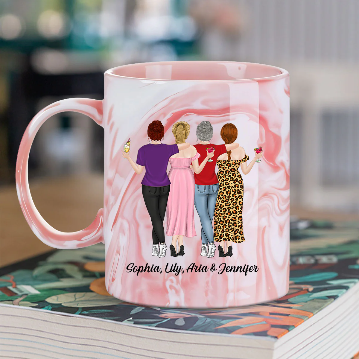 We Are Friends Until We Die - Personalized Custom Pink Marble Mug - Image 4
