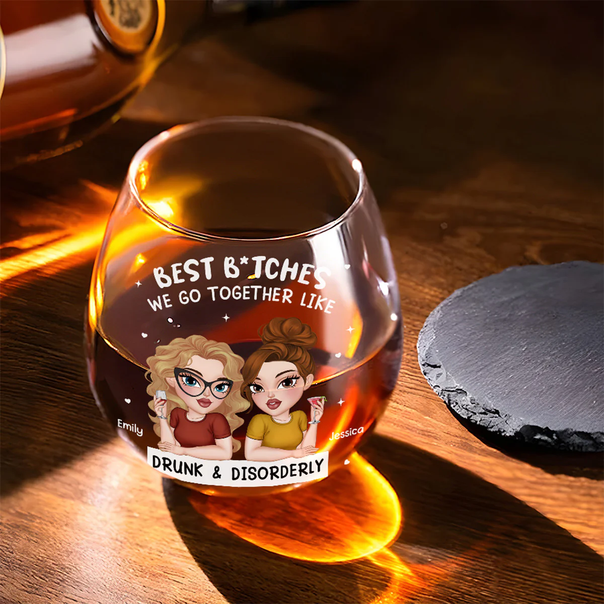 We Are Masterminds Of Mayhem - Personalized Custom Wine Glass - Image 2