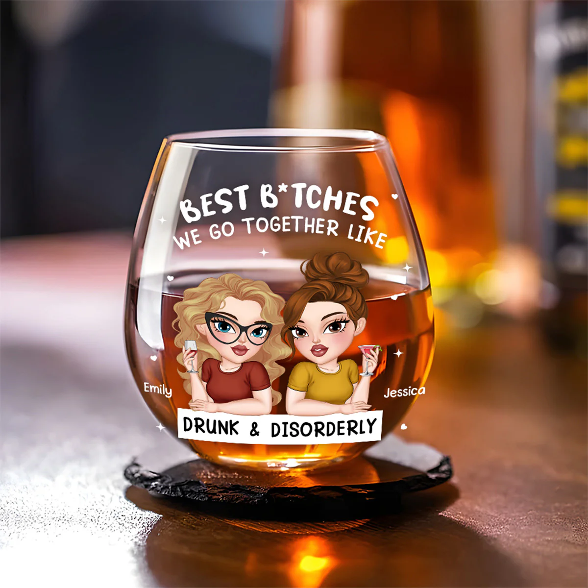 We Are Masterminds Of Mayhem - Personalized Custom Wine Glass - Image 3